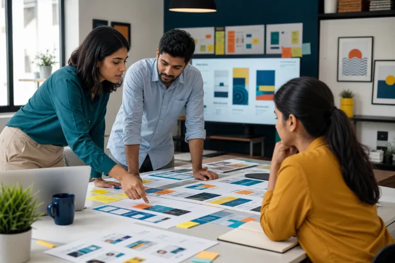 Paid social strategists comparing audience and creative campaign options.